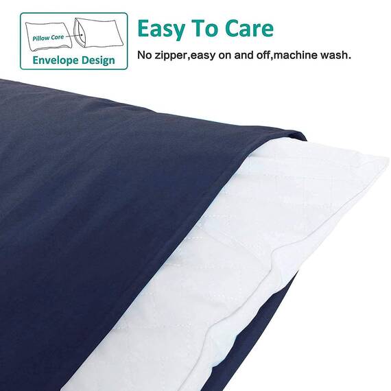 NTBAY King-Size-Kissenbezug-Set, gebürstete Mikrofaser, 50,8 x 91,4 cm, weich, knitterfrei, lichtbeständig, schmutzabweisend, Marineblau, Kissenbezüge mit Hotelverschluss, 50,8 x 91,4 cm, Marineblau