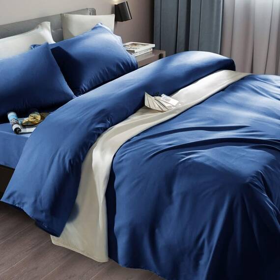 SONORO KATE Bettlaken-Set, superweiche Mikrofaser, Fadenzahl 1800, luxuriös, ägyptische Bettlaken, passend für 45.7 - 61 cm tiefe Taschenmatratze, 4-teiliges Set (Marineblau, Twin XL)