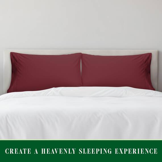 Elegant Comfort Luxuriöses, ultraweiches 2-teiliges Kissenbezug-Set, 1500 Premium-Mikrofaser in Hotelqualität, doppelt gebürstet, knitterfrei, Standard/Queen, Burgunderrot