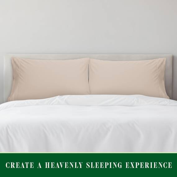 Elegant Comfort Luxuriöses, ultraweiches 2-teiliges Kissenbezug-Set, 1500 Premium-Mikrofaser in Hotelqualität, doppelt gebürstet, knitterfrei, Standard/Queen, Creme/Hellbraun