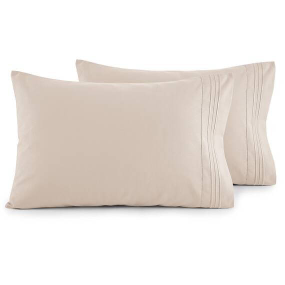 Elegant Comfort Luxuriöses, ultraweiches 2-teiliges Kissenbezug-Set, 1500 Premium-Mikrofaser in Hotelqualität, doppelt gebürstet, knitterfrei, Standard/Queen, Creme/Hellbraun