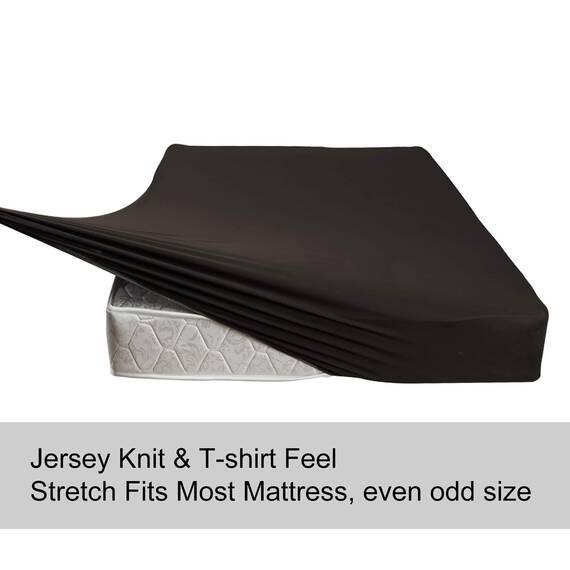 N&Y Home Spannbettlaken in voller Größe – 4-Wege-Stretch-Jersey-Strick, T-Shirt-Gefühl und ultraweich, rutschfest und eng anliegende Passform für Matratzen (tief: 12.7 cm - 40.6 cm) – Braun, voll