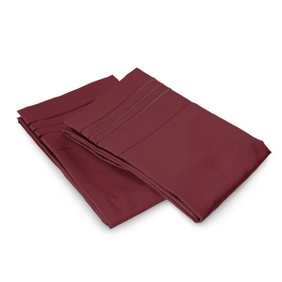 Elegant Comfort Luxuriöses, ultraweiches 2-teiliges Kissenbezug-Set, 1500 Premium-Mikrofaser in Hotelqualität, doppelt gebürstet, knitterfrei, Standard/Queen, Burgunderrot