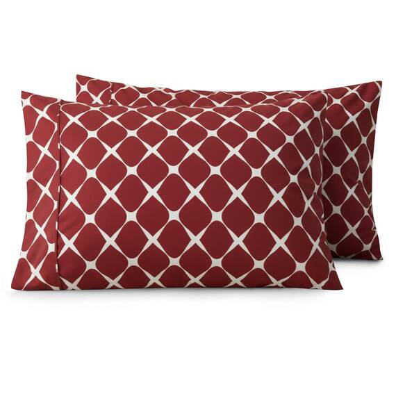 Elegant Comfort Luxuriöses, ultraweiches 2-teiliges Kissenbezug-Set, 1500 Premium-Mikrofaser in Hotelqualität, doppelt gebürstet, knitterfrei, Bloomingdale Burgunderrot, Standard/Queen-Größe