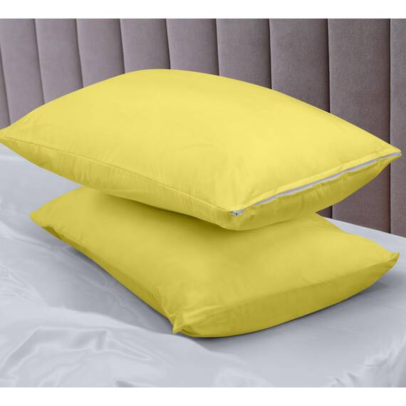 Utopia Bedding Premium 100% wasserdichter Kissenschutz mit Reißverschluss, Queen-Size-Größe (2er-Set), Bettwanzen- und staubmilbendicht, mit Reißverschluss, Gelb