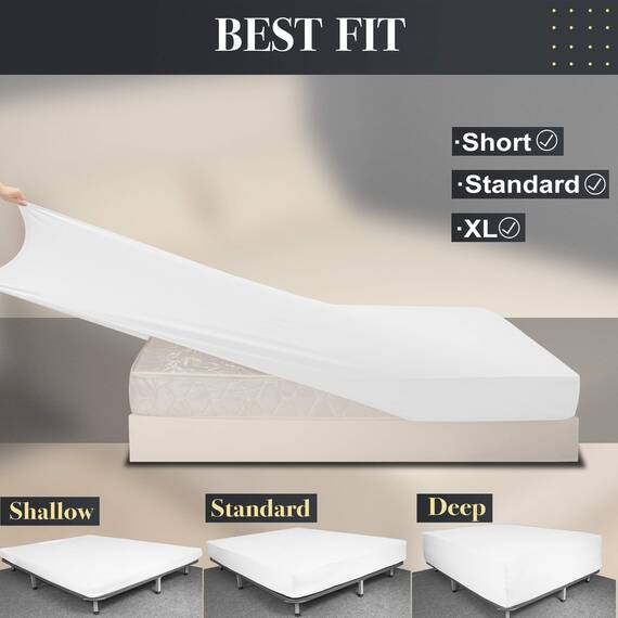 Weiches Stretch-Spannbetttuch in voller Größe – Jersey-Strick, 4-Wege-dehnbar, eng anliegende Passform, knitterfrei und bleibt an Ort und Stelle, kein Abrutschen mehr für Matratze, weich und bequem –