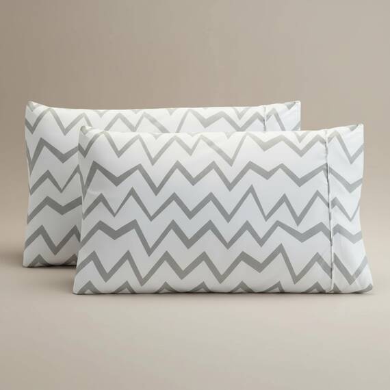 Elegant Comfort Luxuriöses, ultraweiches 2-teiliges Kissenbezug-Set, 1500 Premium-Mikrofaser in Hotelqualität, doppelt gebürstet, knitterfrei, Standard/Queen, Chevron-Muster, Grau