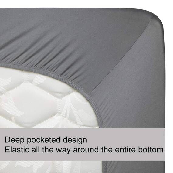 JackFum King Size Fitted Sheet Only - 4-Way Stretch Knit, Snug Fit, Wrinkle Free & Stay in Place, No More Slipping Off for Mattress, Soft & Comfortable - Light Gray, King
