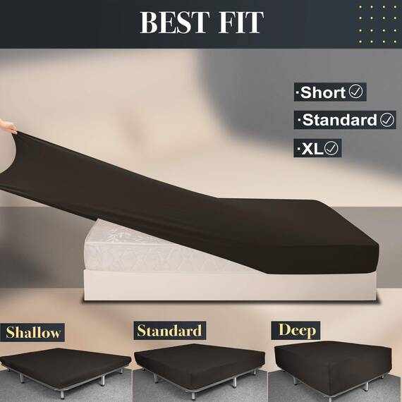 N&Y Home Spannbettlaken in voller Größe – 4-Wege-Stretch-Jersey-Strick, T-Shirt-Gefühl und ultraweich, rutschfest und eng anliegende Passform für Matratzen (tief: 12.7 cm - 40.6 cm) – Braun, voll