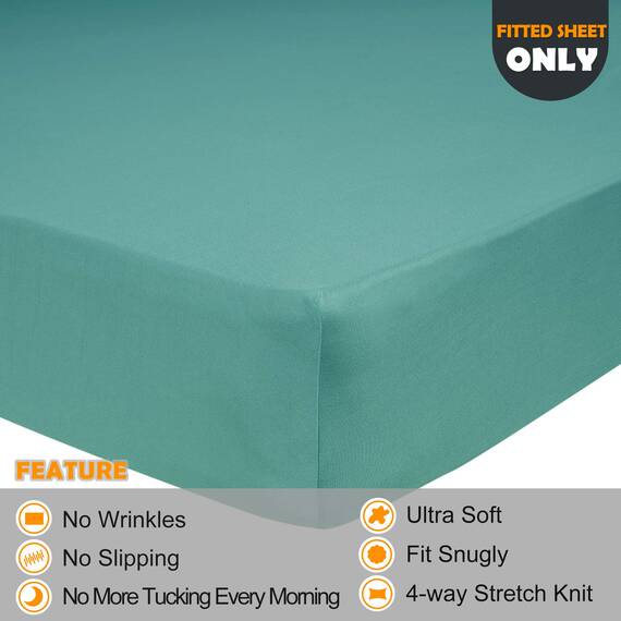 N&Y HOME Weiches Stretch-Spannbetttuch für Doppelbetten – 4-Wege-Stretch-Jersey-Strick, rutschfest & eng anliegende Passform für Matratzen (tief: 12.7 cm - 40.6 cm) – Aqua, Twin