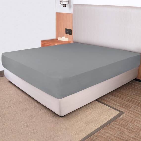 JackFum King Size Fitted Sheet Only - 4-Way Stretch Knit, Snug Fit, Wrinkle Free & Stay in Place, No More Slipping Off for Mattress, Soft & Comfortable - Light Gray, King
