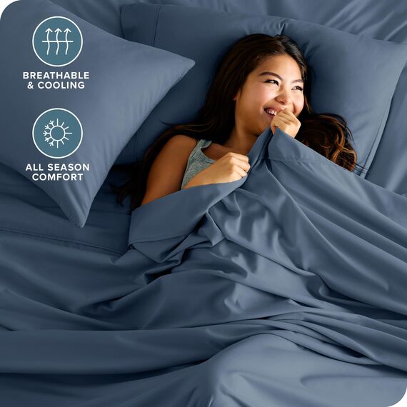 Bare Home Queensize-Bettlaken-Set, luxuriös, ultraweiche Mikrofaser, für Queen-Size-Bett, doppelt gebürstet, tiefe Taschen, einfache Passform, 4-teiliges Set, Bettlaken und Kissenbezüge (Queen, Bering