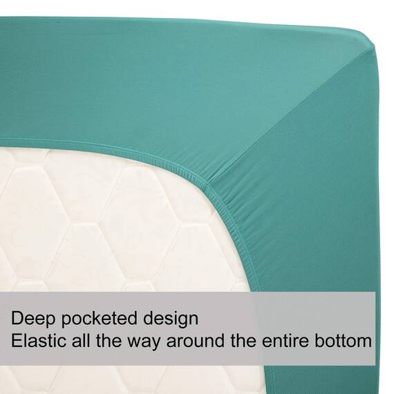 N&Y HOME Weiches Stretch-Spannbetttuch für Doppelbetten – 4-Wege-Stretch-Jersey-Strick, rutschfest & eng anliegende Passform für Matratzen (tief: 12.7 cm - 40.6 cm) – Aqua, Twin