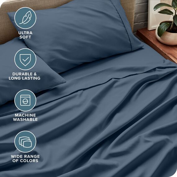 Bare Home Queensize-Bettlaken-Set, luxuriös, ultraweiche Mikrofaser, für Queen-Size-Bett, doppelt gebürstet, tiefe Taschen, einfache Passform, 4-teiliges Set, Bettlaken und Kissenbezüge (Queen, Bering