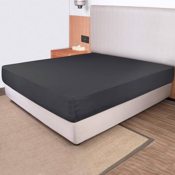 Spannbetttuch in Queen-Size-Größe, 4-Wege-Stretch-Jersey, kuscheliges T-Shirt, weich, knitterfrei, eng anliegend, kein Verrutschen mehr für Matratzen (Tiefe: 12.7, dunkelgrau, Queen-Size-Bett