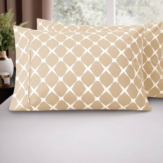 Elegant Comfort Luxuriöses, ultraweiches 2-teiliges Kissenbezug-Set, 1500 Premium-Mikrofaser in Hotelqualität, doppelt gebürstet, knitterfrei, Standard/Queen, Bloomingdale-Muster, Cremefarben