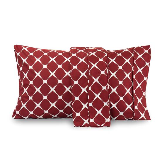 Elegant Comfort Luxuriöses, ultraweiches 2-teiliges Kissenbezug-Set, 1500 Premium-Mikrofaser in Hotelqualität, doppelt gebürstet, knitterfrei, Bloomingdale Burgunderrot, Standard/Queen-Größe