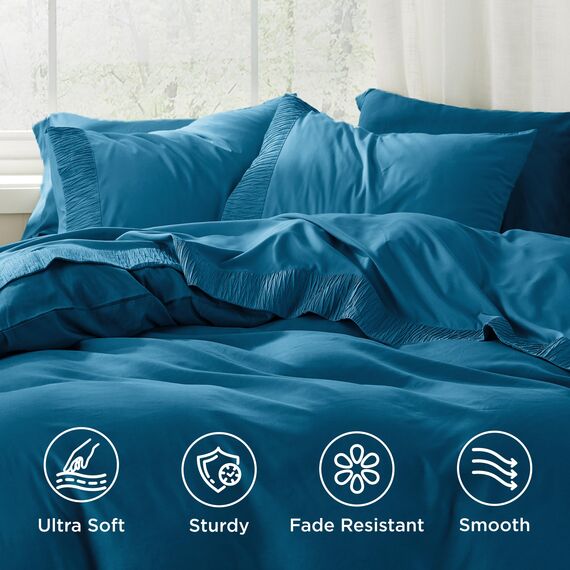 Bedsure Bettwäsche-Set – Blaugrün Queen-Bettlaken – weiche gebürstete Mikrofaser, knitterfreies Bettwäsche-Set – 1 Spannbetttuch, 1 Bettlaken, 2 Kissenbezüge (Queensize, Blaugrün)