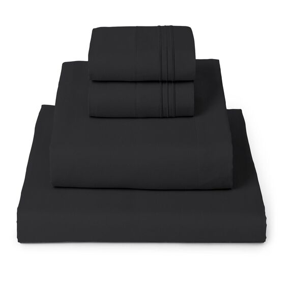 Mellanni Bettwäsche-Set, 4-teilig, ikonische Kollektion, luxuriös, extra weich, kühlende Bettlaken – Tiefe Taschen bis 40,6 cm – knitterfrei, farbecht, schmutzabweisend (Kingsize, Schwarz)