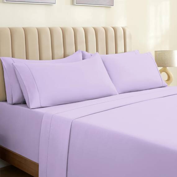 LuxClub 6-teiliges Bettwäsche-Set, Bambus-Bettlaken, tiefe Taschen, 45.7 cm, umweltfreundlich, faltenfrei, hypoallergen, antibakteriell, Hotel-Bettwäsche, seidig weich – Periwinkle Full