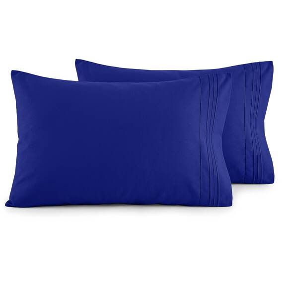 Elegant Comfort Luxuriöses, ultraweiches 2-teiliges Kissenbezug-Set, 1500 Premium-Mikrofaser in Hotelqualität, doppelt gebürstet, knitterfrei, Standard/Queen, Königsblau