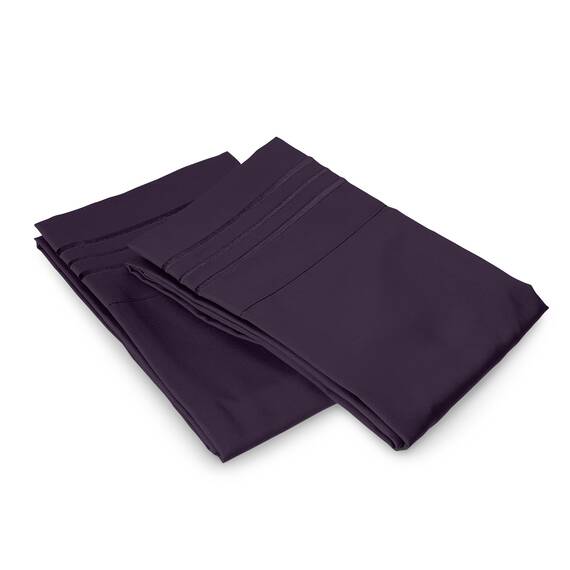 Elegant Comfort Luxuriöses, ultraweiches 2-teiliges Kissenbezug-Set, 1500 Premium-Mikrofaser in Hotelqualität, doppelt gebürstet, knitterfrei, Standard/Queen, Violett