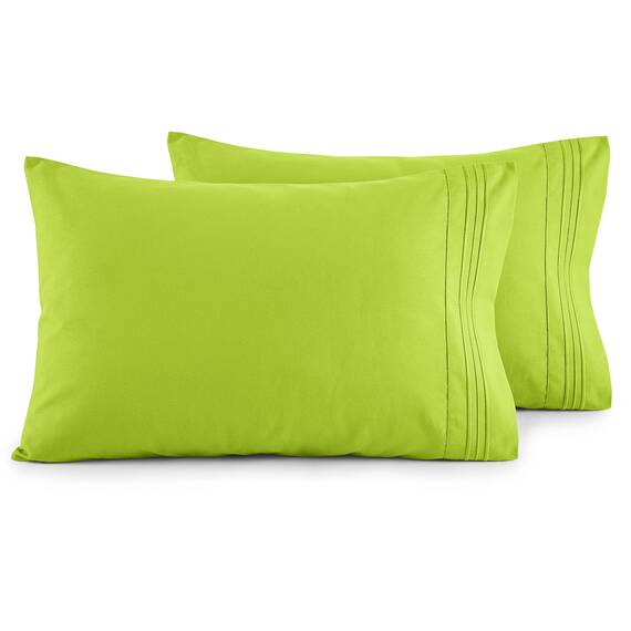 Elegant Comfort Luxuriöses, ultraweiches 2-teiliges Kissenbezug-Set, 1500 Premium-Mikrofaser in Hotelqualität, doppelt gebürstet, knitterfrei, Standard/Queen, Limettengrün