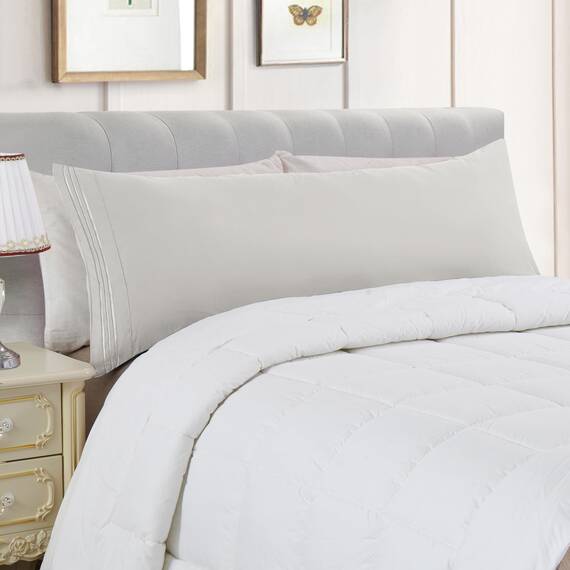 Elegant Comfort Luxuriöser, ultraweicher 1-teiliger Körperkissenbezug, 1500 Premium-Mikrofaser in Hotelqualität, doppelt gebürstet, knitterfrei, Größe Körperkissenbezug, Silber