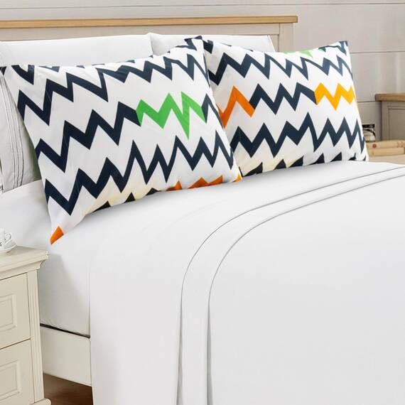 Elegant Comfort Luxuriöses, ultraweiches 2-teiliges Kissenbezug-Set, 1500 Premium-Mikrofaser in Hotelqualität, doppelt gebürstet, knitterfrei, Standard/Queen, Chevron-Muster, Bunt