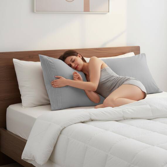 Elegant Comfort Luxuriöser, ultraweicher 1-teiliger Körperkissenbezug, 1500 Premium-Mikrofaser in Hotelqualität, doppelt gebürstet, knitterfrei, Größe Körperkissenbezug, Silber