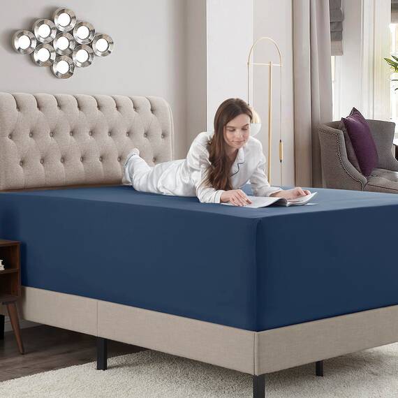 Empyrean Spannbettlaken, extra tief, Hotelgröße, für 45,7 bis 61 cm große Matratzen, weich, knitterfrei, mit Eckgurten