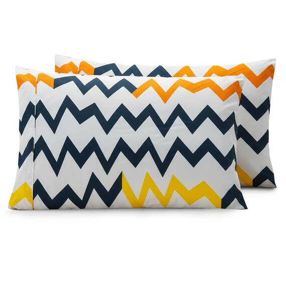 Elegant Comfort Luxuriöses, ultraweiches 2-teiliges Kissenbezug-Set, 1500 Premium-Mikrofaser in Hotelqualität, doppelt gebürstet, knitterfrei, Standard/Queen, Chevron-Muster, Bunt