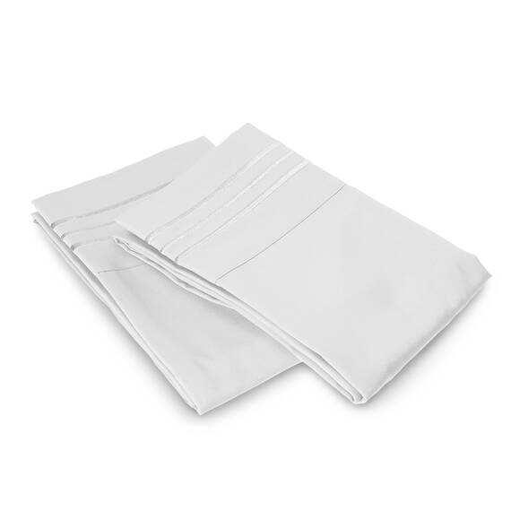 Elegant Comfort Luxuriöses, ultraweiches 2-teiliges Kissenbezug-Set, 1500 Premium-Mikrofaser in Hotelqualität, doppelt gebürstet, knitterfrei, Standard/Queen, Weiß