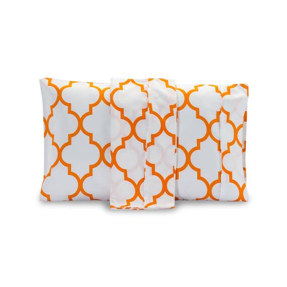 Elegant Comfort Luxuriöses, ultraweiches 2-teiliges Kissenbezug-Set, 1500 hochwertige Hotelqualität, Mikrofaser, doppelt gebürstet, knitterfrei, Standard/Queen, Vierpass-Muster, Orange