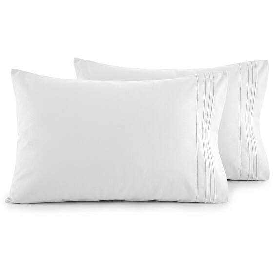 Elegant Comfort Luxuriöses, ultraweiches 2-teiliges Kissenbezug-Set, 1500 Premium-Mikrofaser in Hotelqualität, doppelt gebürstet, knitterfrei, Standard/Queen, Weiß