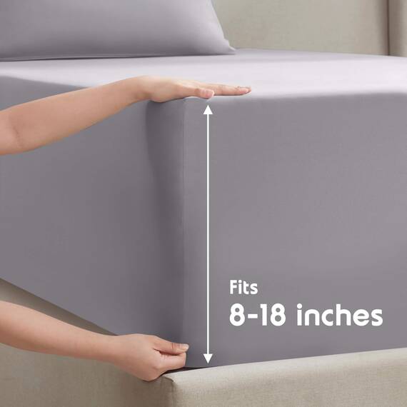 Nestl Komplettes Bettlaken-Set, luxuriöses 1800 ultraweiches Mikrofaser, doppelt gebürstet, tiefe Taschen, einfache Passform, 4-teiliges Set, Bettlaken und Kissenbezüge (Full, Grauer Lavendel)