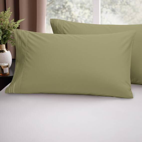 Elegant Comfort Luxuriöses, ultraweiches 2-teiliges Kissenbezug-Set, 1500 Premium-Mikrofaser in Hotelqualität, doppelt gebürstet, knitterfrei, Standard/Queen, Salbei/Grün