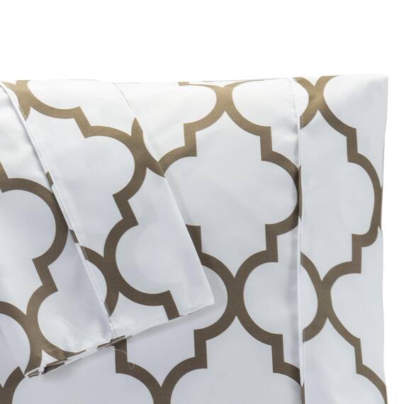 Elegant Comfort Luxuriöses, ultraweiches 2-teiliges Kissenbezüge-Set, Fadenzahl 1500, ägyptische Qualität, Mikrofaser, doppelt gebürstet, knitterfrei, Standardgröße, Vierpass-Muster, Weiß