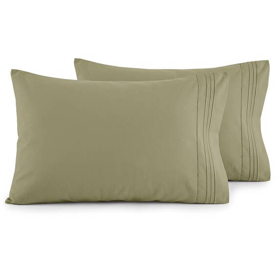 Elegant Comfort Luxuriöses, ultraweiches 2-teiliges Kissenbezug-Set, 1500 Premium-Mikrofaser in Hotelqualität, doppelt gebürstet, knitterfrei, Standard/Queen, Salbei/Grün