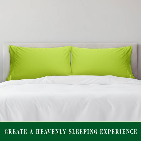 Elegant Comfort Luxuriöses, ultraweiches 2-teiliges Kissenbezug-Set, 1500 Premium-Mikrofaser in Hotelqualität, doppelt gebürstet, knitterfrei, Standard/Queen, Limettengrün