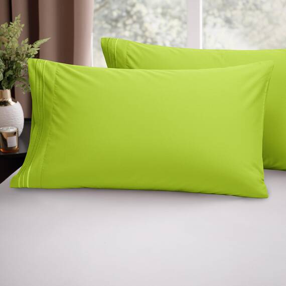 Elegant Comfort Luxuriöses, ultraweiches 2-teiliges Kissenbezug-Set, 1500 Premium-Mikrofaser in Hotelqualität, doppelt gebürstet, knitterfrei, Standard/Queen, Limettengrün