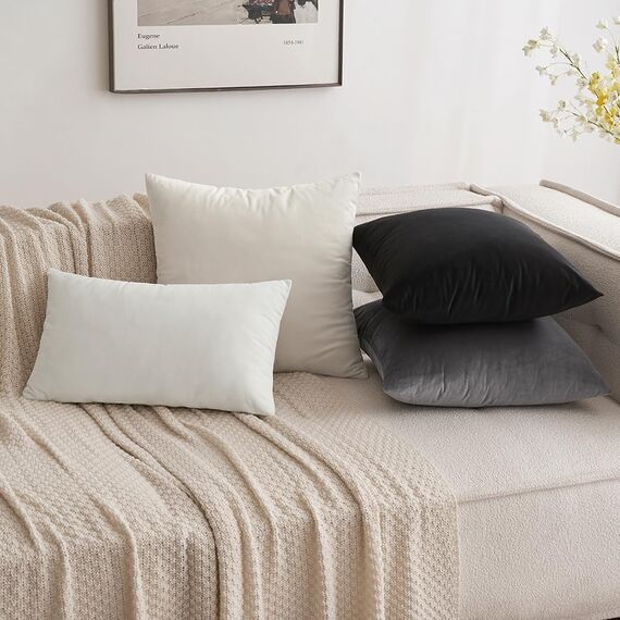 MIULEE Samt-Kissenbezug, weich, luxuriös, dekorativ, rechteckig, für Couch, Sofa, Schlafzimmer, Auto-Dekoration, 30,5 x 50,8 cm, Grau