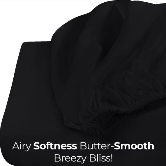 Utopia Bedding Spannbetttuch, weiche gebürstete Mikrofaser, Tiefe Taschen, einlauf- und lichtbeständig, pflegeleicht, nur 1 Spannbetttuch (Doppelbett, Schwarz)