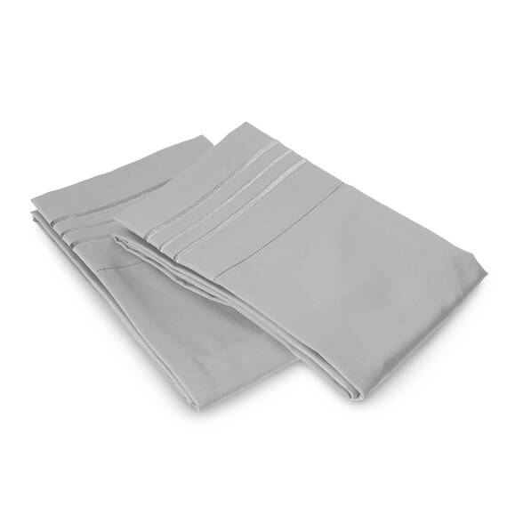 Elegant Comfort Luxuriöses, ultraweiches 2-teiliges Kissenbezug-Set, 1500 Premium-Mikrofaser in Hotelqualität, doppelt gebürstet, knitterfrei, Standard/Queen, Silberblau