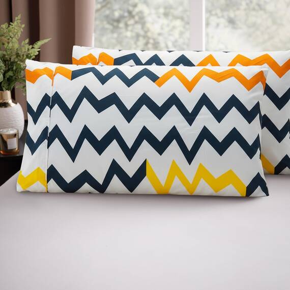 Elegant Comfort Luxuriöses, ultraweiches 2-teiliges Kissenbezug-Set, 1500 Premium-Mikrofaser in Hotelqualität, doppelt gebürstet, knitterfrei, Standard/Queen, Chevron-Muster, Bunt