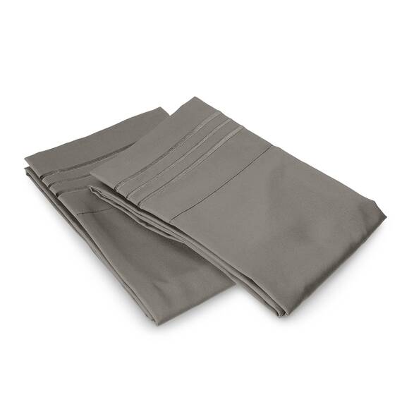Elegant Comfort Luxuriöses, ultraweiches 2-teiliges Kissenbezug-Set, 1500 Premium-Mikrofaser in Hotelqualität, doppelt gebürstet, knitterfrei, Standard/Queen, Grau