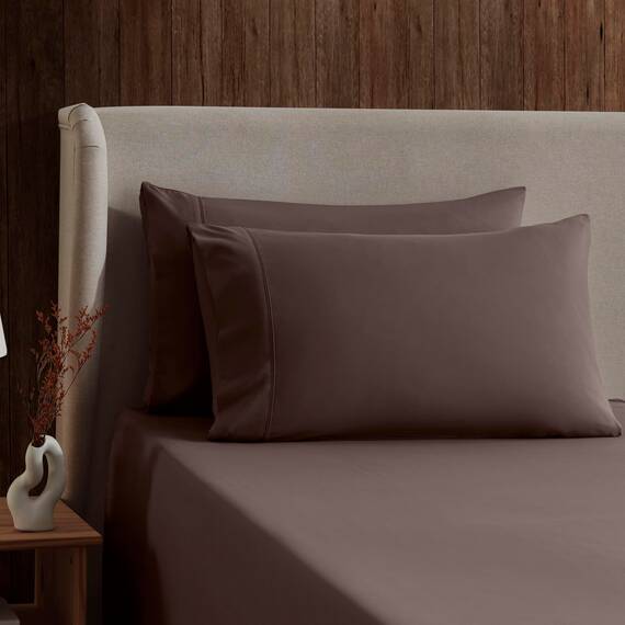 Nestl Bettlaken-Set – 1800 tiefe Taschen, Bettwäsche-Set – Hotel Luxus Doppelbett-gebürstete Mikrofaser – Spannbettlaken, Bettlaken, Kissenbezüge Queen schokobraun