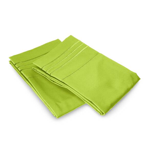 Elegant Comfort Luxuriöses, ultraweiches 2-teiliges Kissenbezug-Set, 1500 Premium-Mikrofaser in Hotelqualität, doppelt gebürstet, knitterfrei, Standard/Queen, Limettengrün