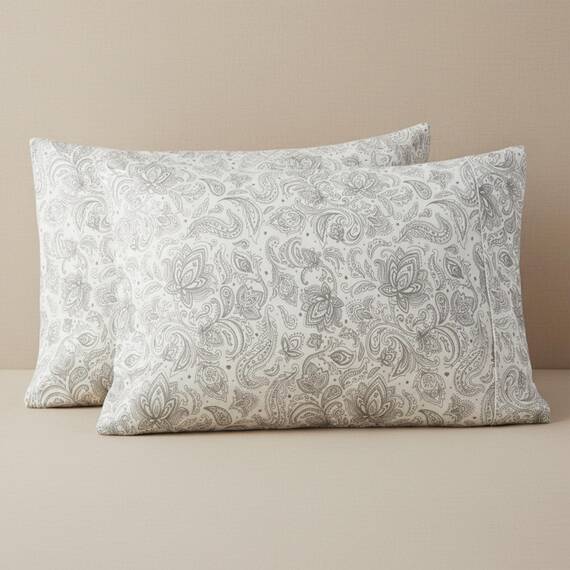 Elegant Comfort Luxuriöses, ultraweiches 2-teiliges Kissenbezug-Set, 1500 Premium-Mikrofaser in Hotelqualität, doppelt gebürstet, knitterfrei, Standard/Queen, Paisleymuster, Grau