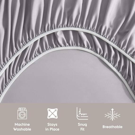 Nestl Komplettes Bettlaken-Set, luxuriöses 1800 ultraweiches Mikrofaser, doppelt gebürstet, tiefe Taschen, einfache Passform, 4-teiliges Set, Bettlaken und Kissenbezüge (Full, Grauer Lavendel)
